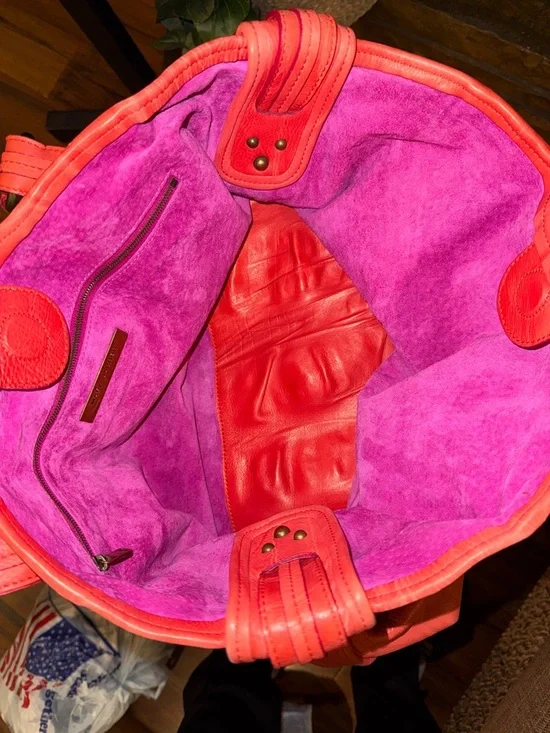 Vintage Marc Jacob’s Made in Italy Leather Slouchy Tassel Tote Handbag Orange - Picture 13 of 16